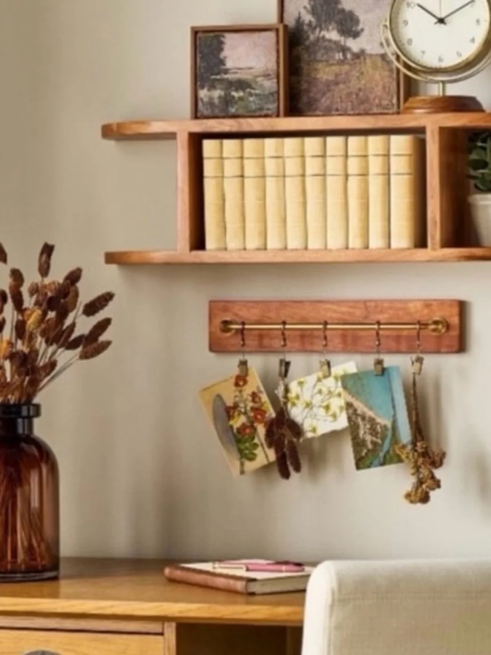 Hearth & Hand Brass Clip Rail on Wood